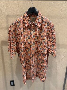 TravelSmith Men's Short-Sleeve Button-Down Shirt - Orange, Red, Blue